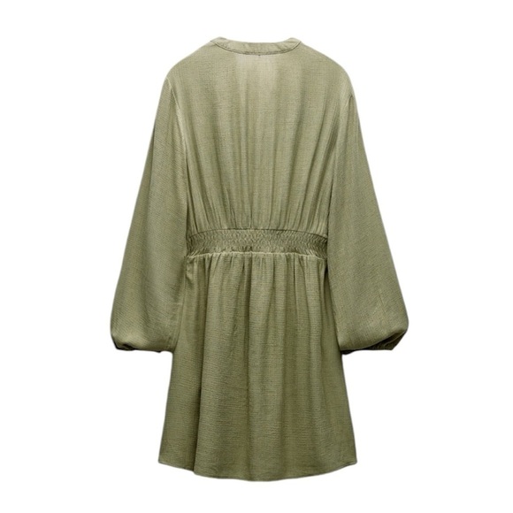 New ZARA Openwork Embroidered Eyelet Long Sleeves Mini Dress - Picture 2 of 9